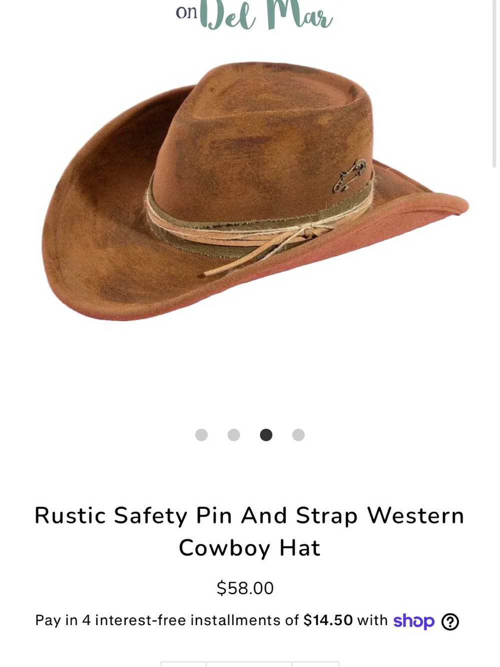 Rustic Western Cowboy Hat - Brown